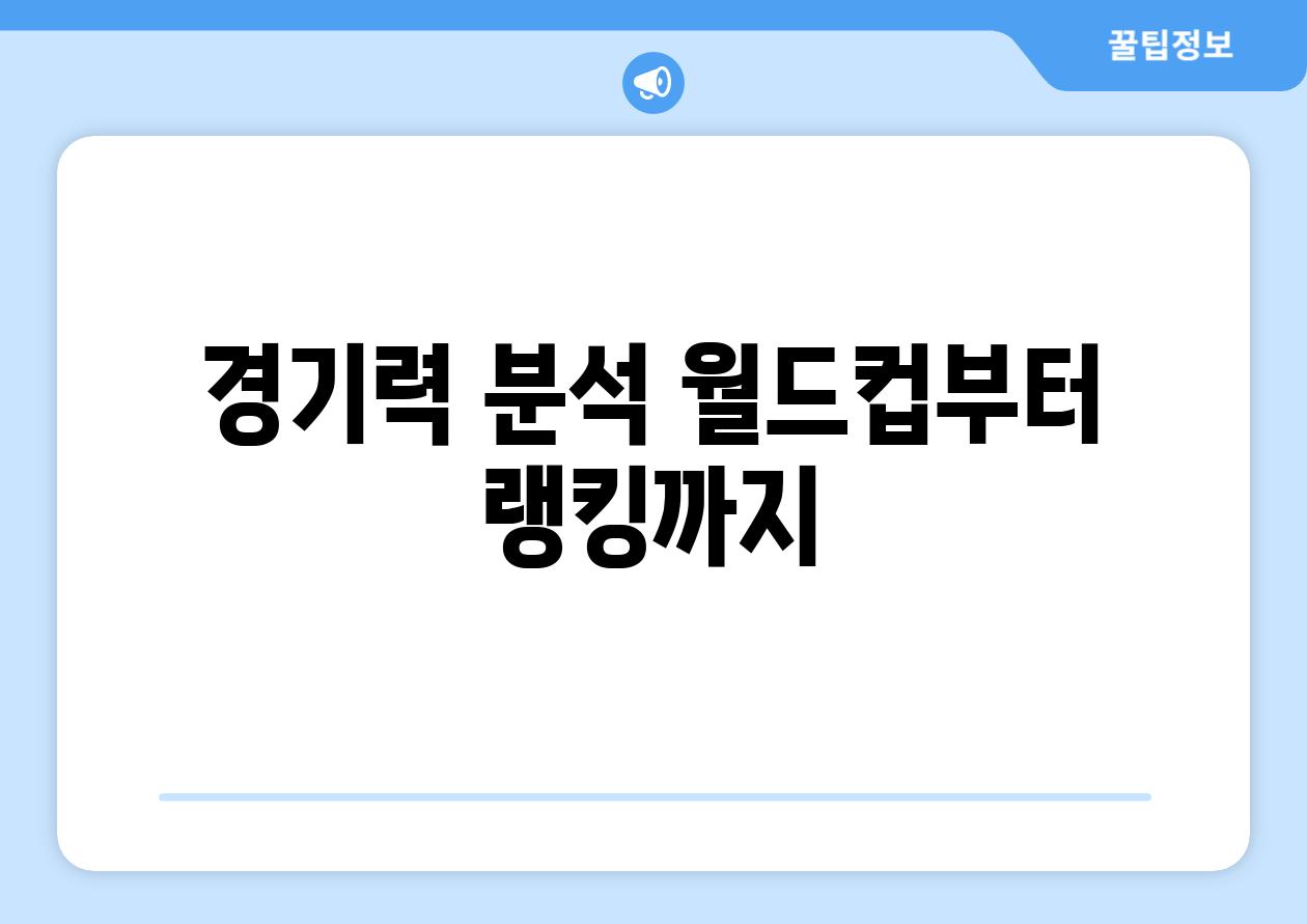 경기력 분석| 월드컵부터 랭킹까지