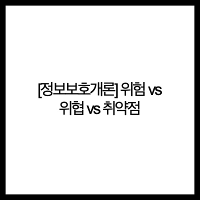  [정보보호개론] 위험(Risk) vs 위협(Threat) vs 취약점(Vulnerability)