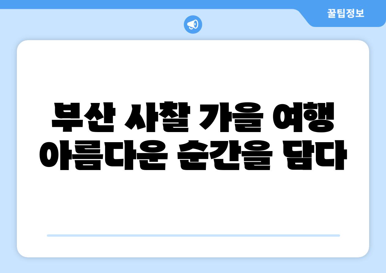 부산 사찰 가을 여행 아름다운 순간을 담다