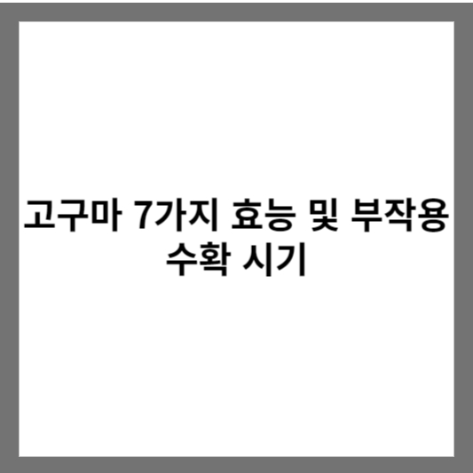 고구마 7가지 효능 및 부작용 수확 시기 사진