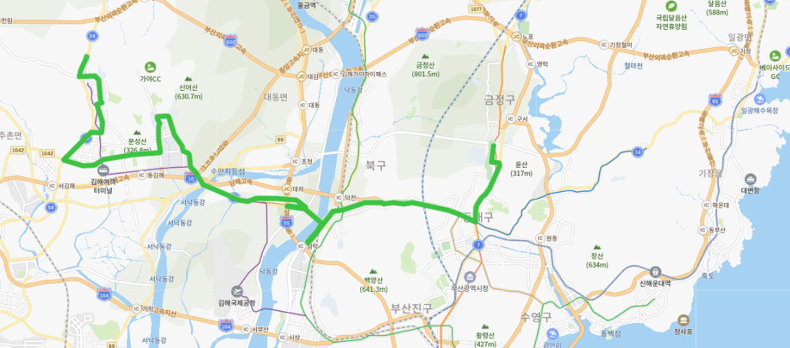  김해 8번버스 노선, 시간표[가야대학교, 인제대, 불함역, 평강역, 구포역, 동래역, 명륜역, 장전역]