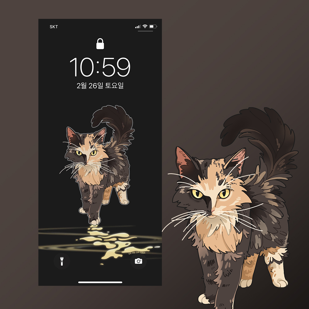 고양이 일러스트 핸드폰 배경화면