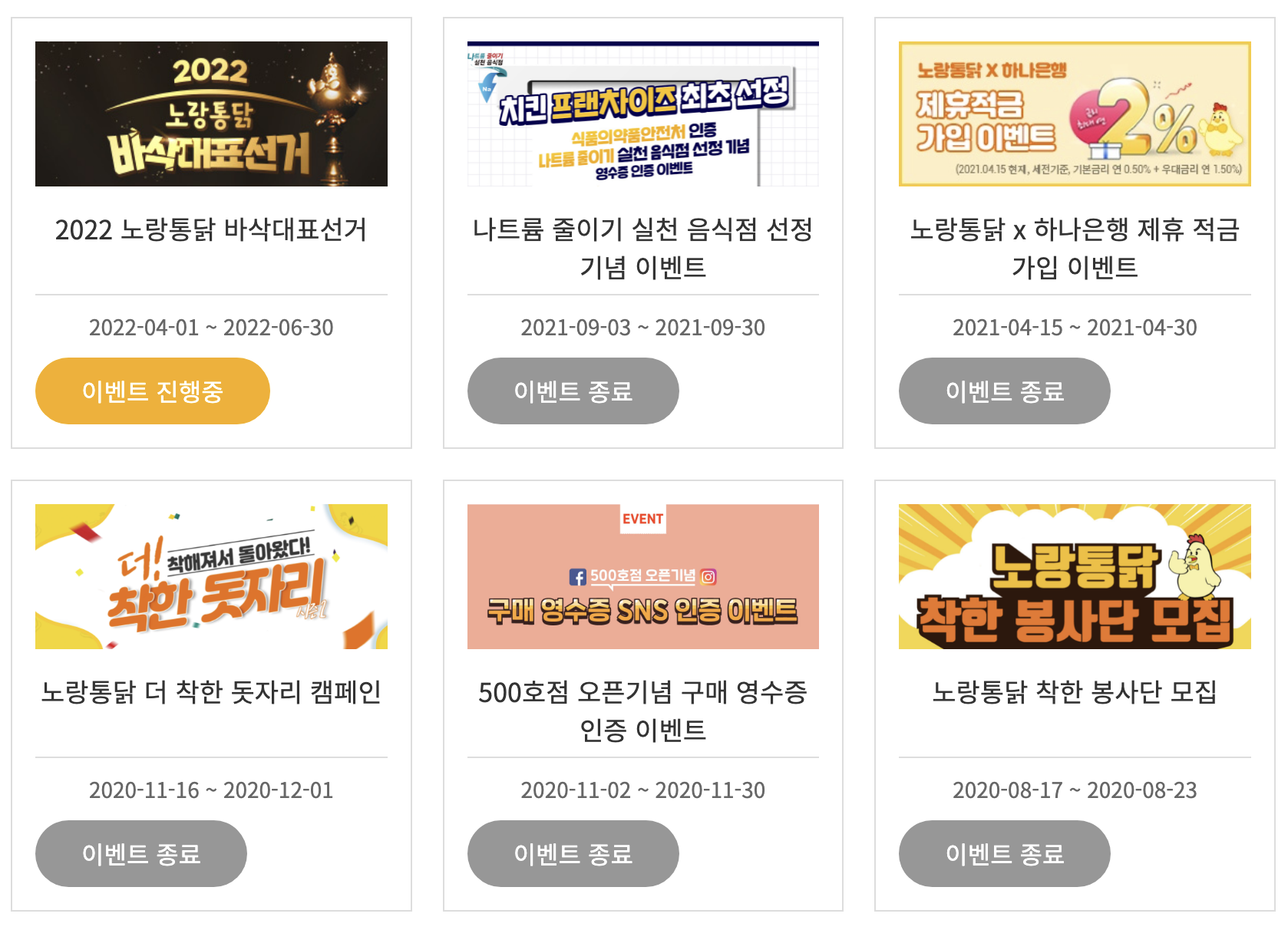  노랑통닭 4월 할인 행사 이벤트 총정리! (치킨 할인행사)