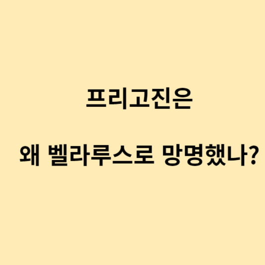  와그너그룹 수장 프리고진 왜 벨라루스로 망명했나?