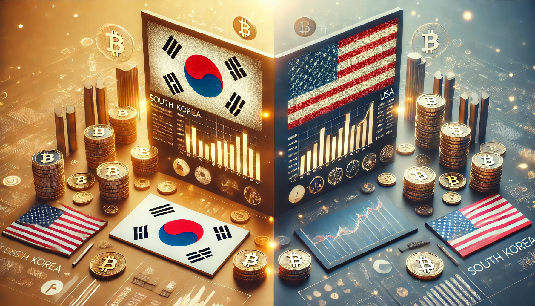 한국과 미국 코인 규제 관련 이미지