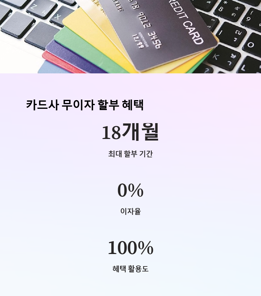 카드사 무이자 할부, 최대 18개월까지!