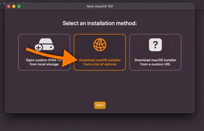 VirtualBuddy 05 두번째 Download macOS installer from a list of options 선택