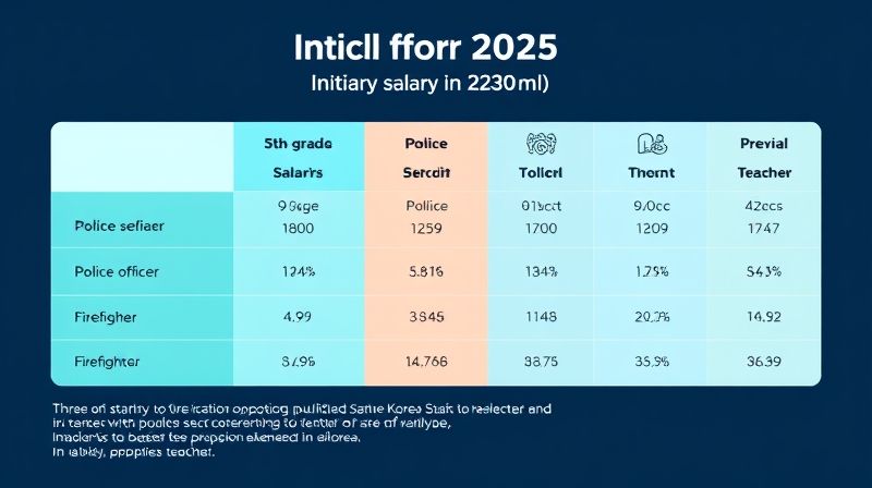 2025년 대한민국 공무원 직종별 초임 봉급 비교표