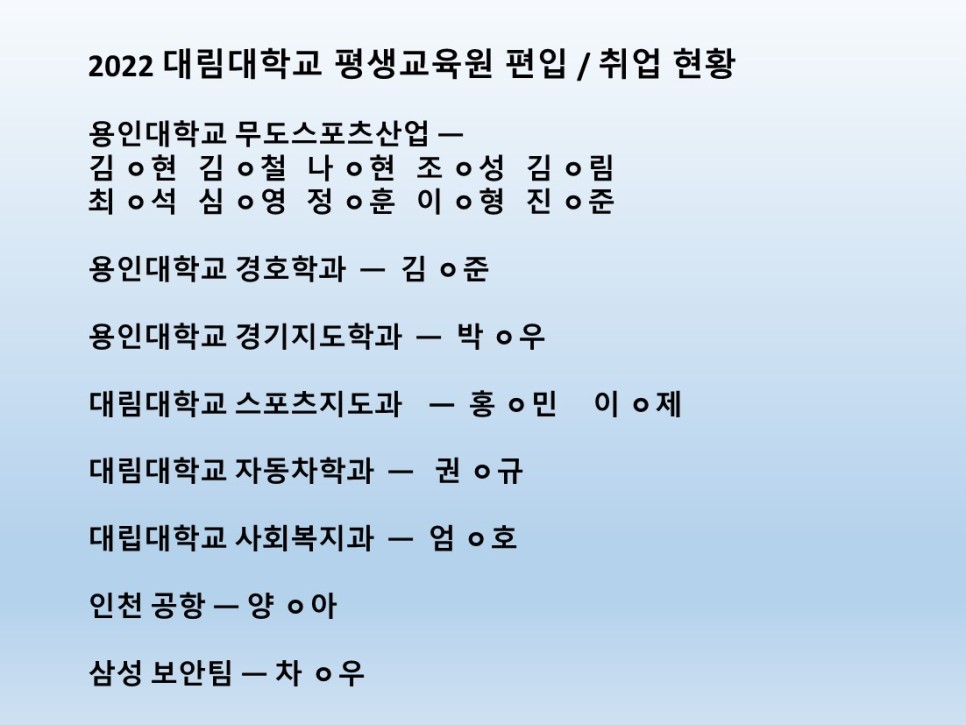 대림대학교평생교육원에서 용인대학교 편입하기 feat. 체대 3