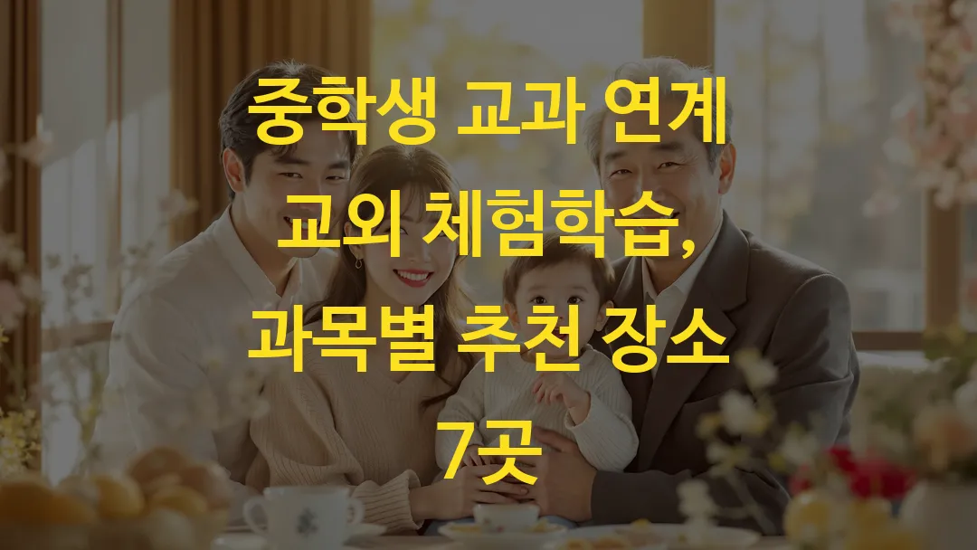 중학생 교과 연계 교외 체험학습, 과목별 추천 장소 7곳