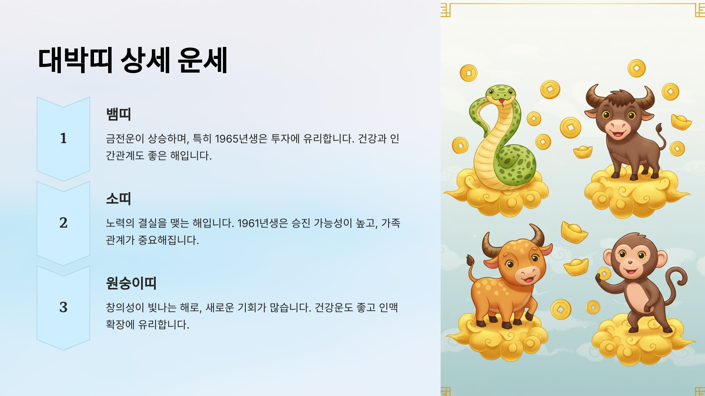 2025년 삼재띠와 대박띠 운세
