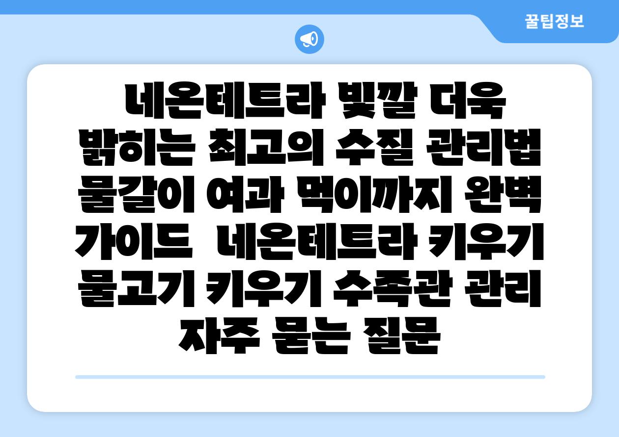 ## 네온테트라 빛깔 더욱 밝히는 최고의 수질 관리법| 물갈이, 여과, 먹이까지 완벽 가이드 | 네온테트라 키우기, 물고기 키우기, 수족관 관리