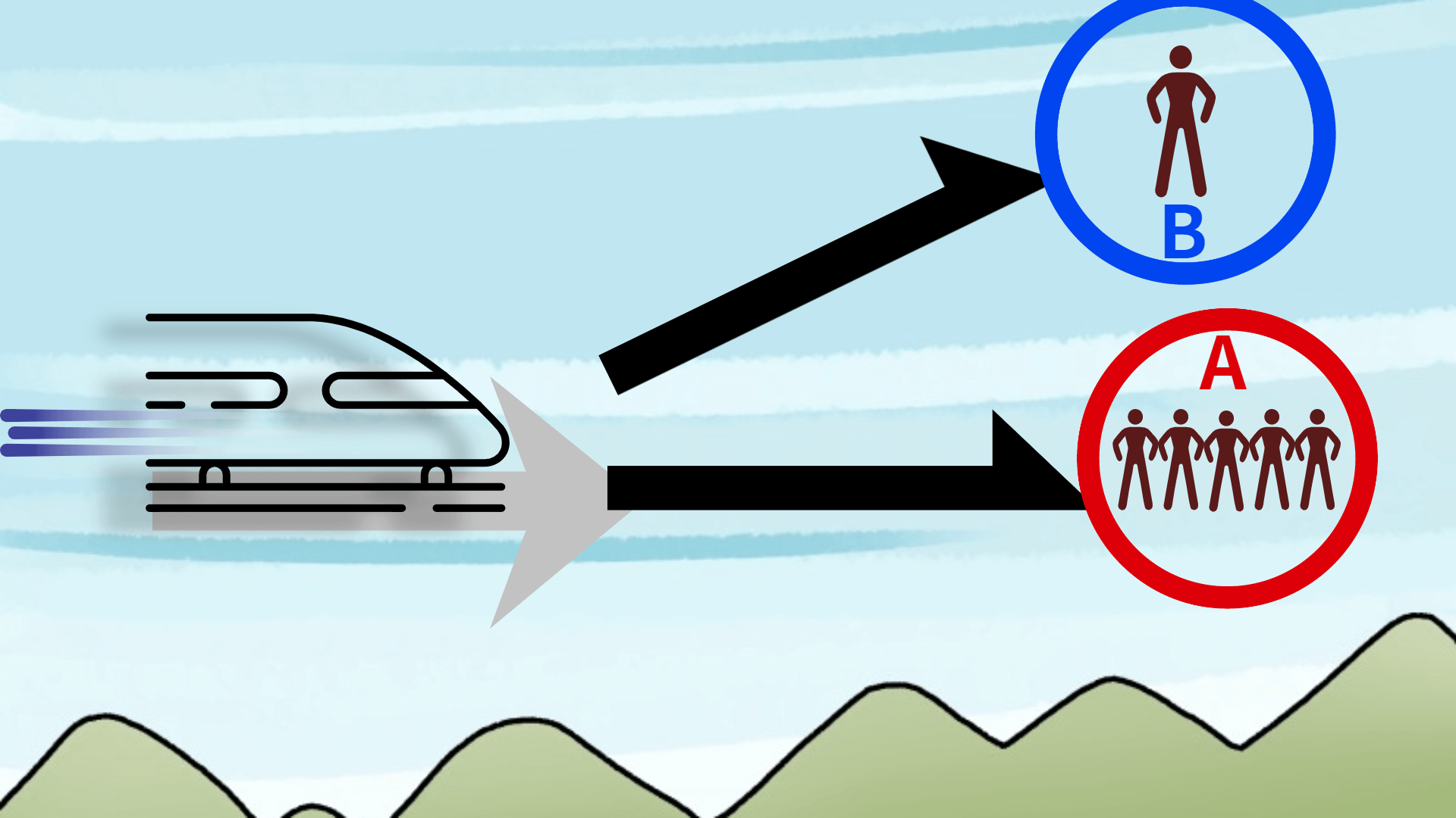 기차가-사람-다섯-명과-한-명-중에-방향을-선택해야-하는-그림-예시