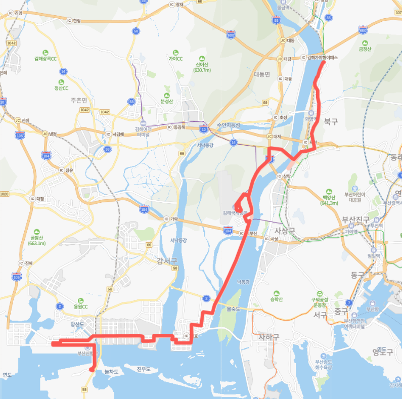  [급행] 부산 1009번 버스 노선과 시간표 :: 율리역, 구포역, 김해국제공항
