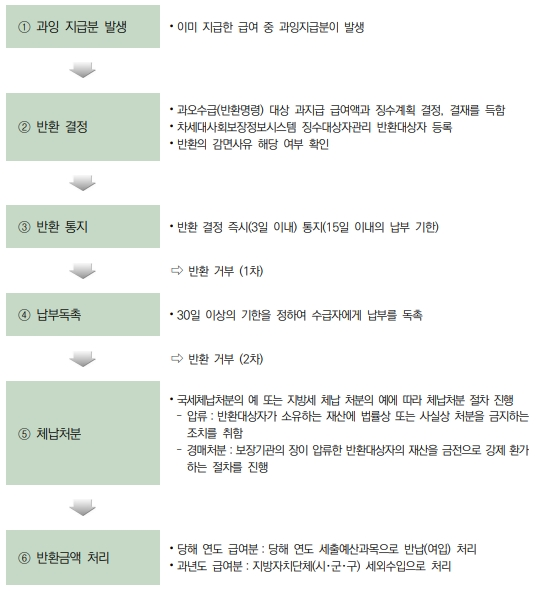 [과오수급 반환명령의 처리절차]
