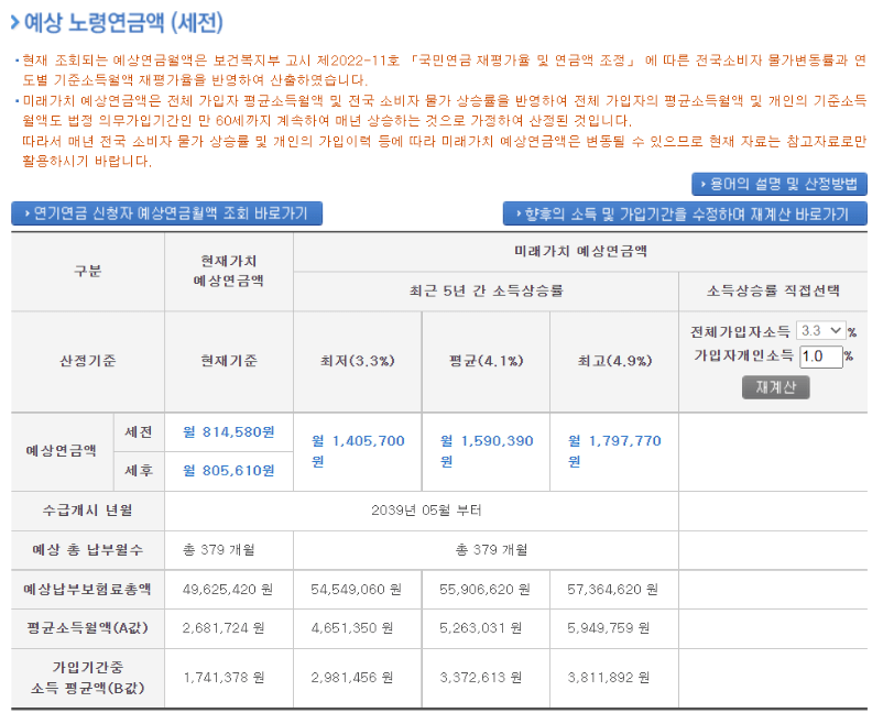 국민연금 납부내역