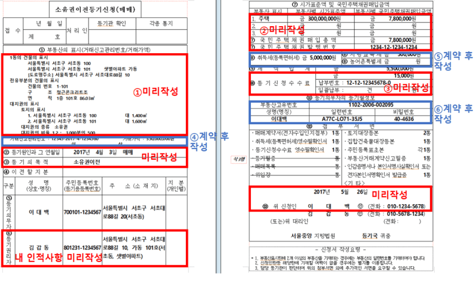 내집마련 셀프등기 방법 (등기신청서 양식&#44; 입력예시 첨부)