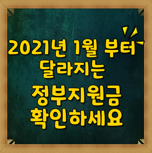  2021년 1월 부터 달라지는 정부지원금 확인후 꼭 혜택받으세요