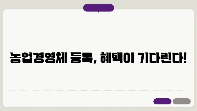 농업경영체 등록시 혜택