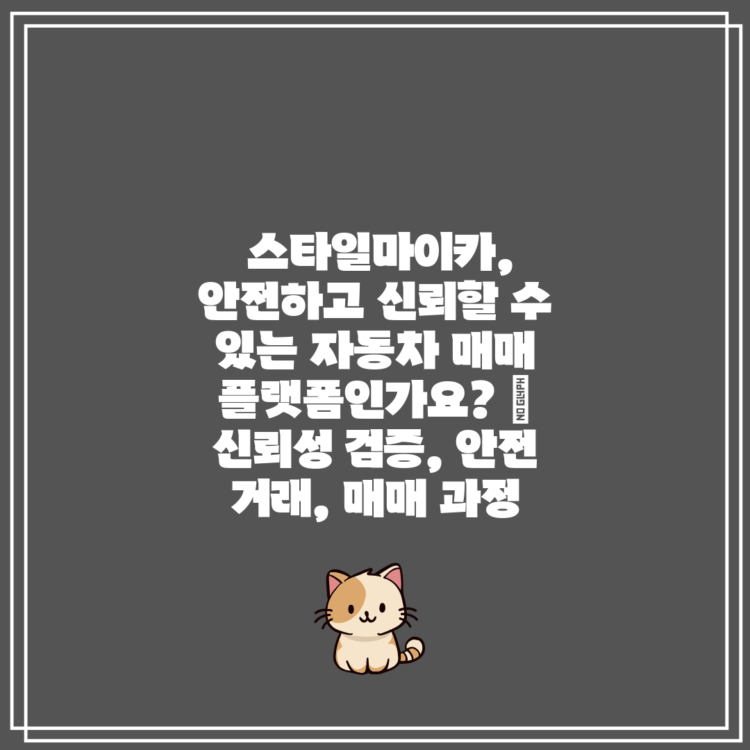  스타일마이카, 안전하고 신뢰할 수 있는 자동차 매매 