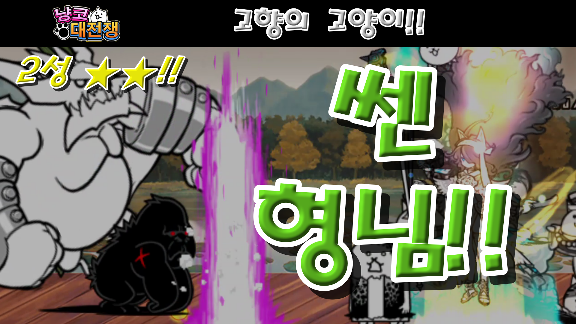  냥코대전쟁 신45장 고향의 고양이 2성  열두시 내고향, 벌레와의 사투, 할머니의 손자확대, 순종 시고르자브종, 슈퍼까지 걸어서 30분, 잘 있거라 내고향
