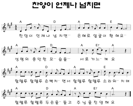 찬양이 언제나 넘치면 악보