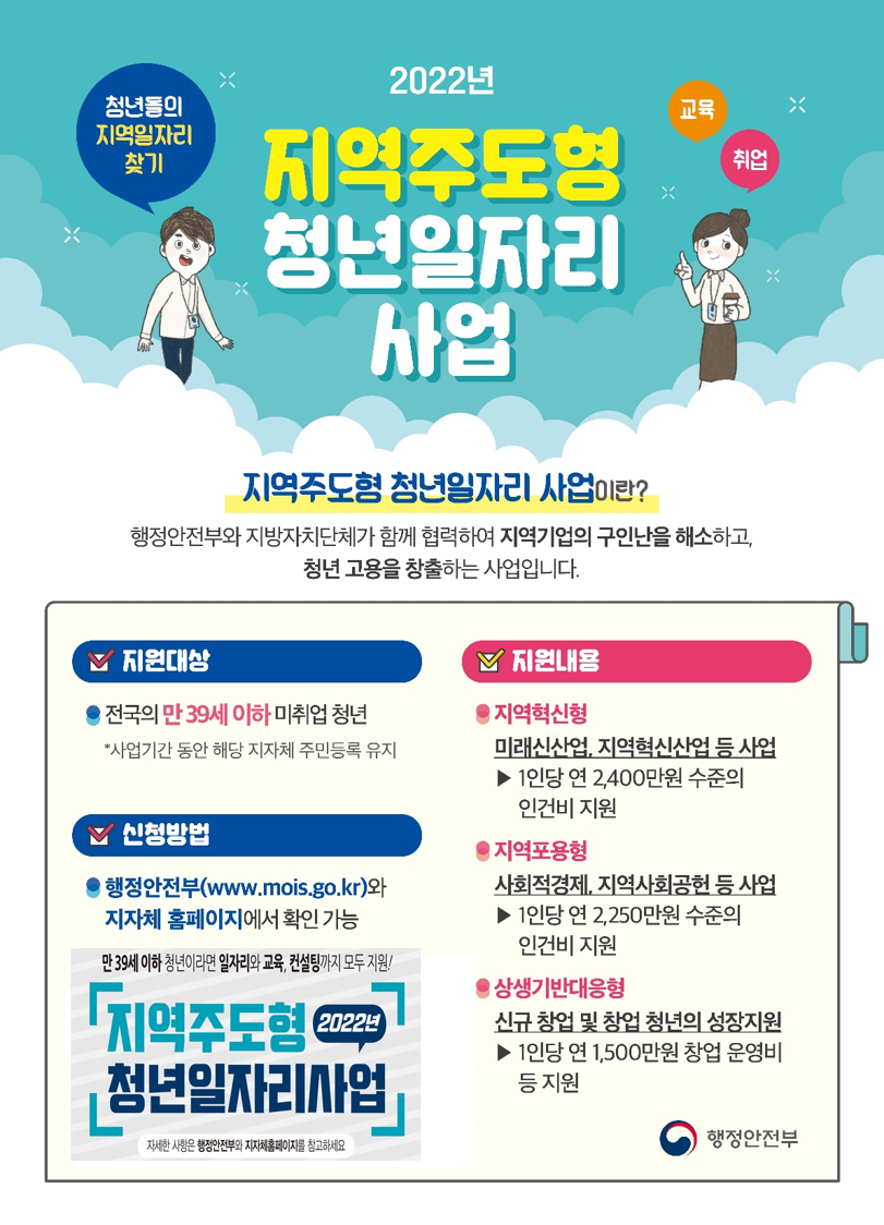  지역주도형 청년일자리 사업 내용 정리