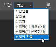 보간 옵션 메뉴
