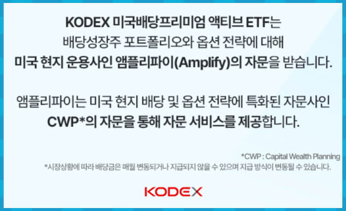 KODEX 미국배당프리미엄액티브 ETF 앰플리파이 자문