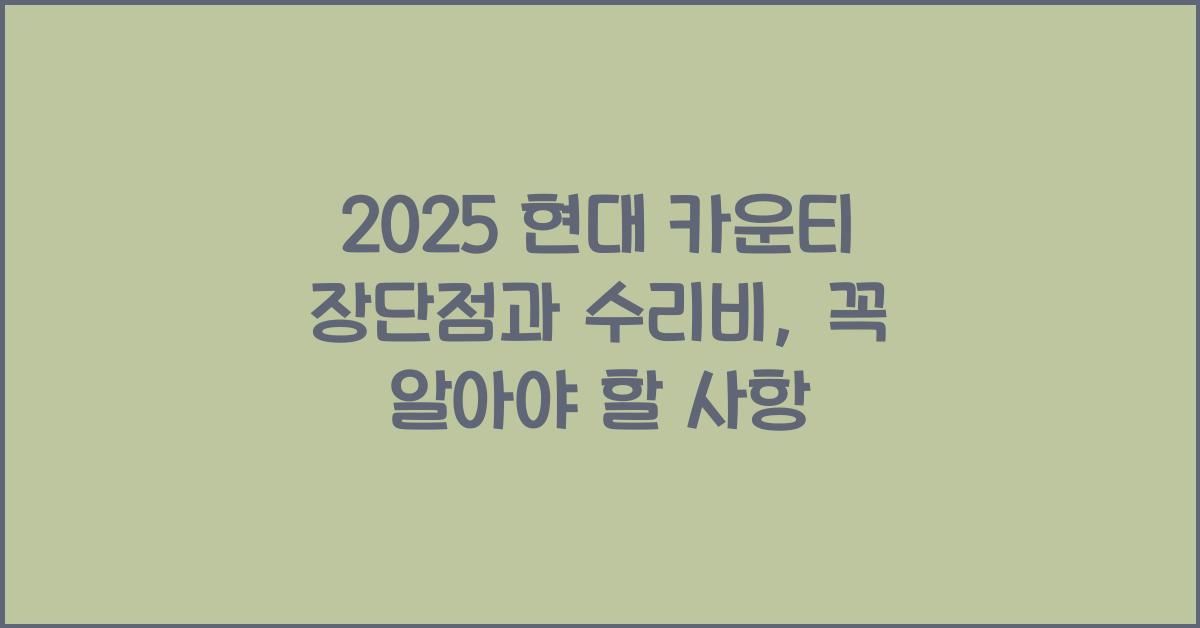 2025 현대 카운티 장단점 결함 수리비