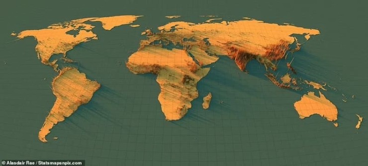 도심에 사람들이 얼마나 밀집해 사는지 적나라하게 보여주는 세계 인구 밀도 그래픽 The amazing &#39;spike maps&#39; that will change the way you see Earth