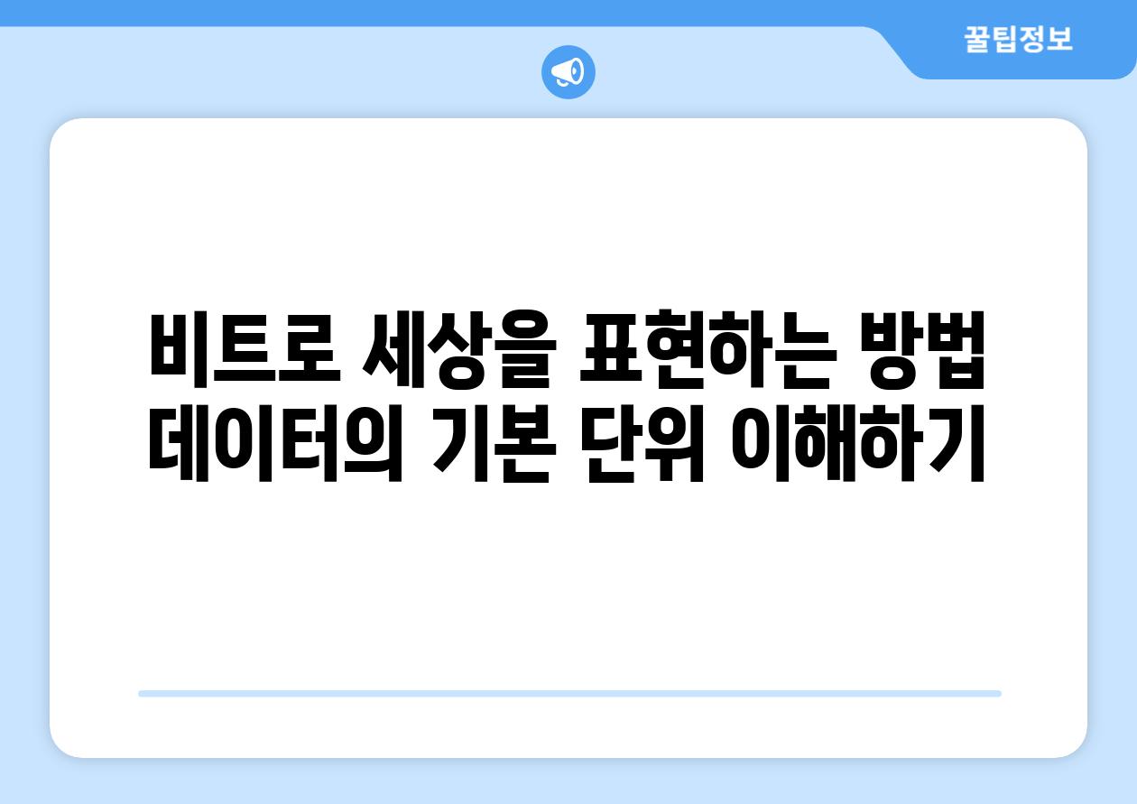 비트로 세상을 표현하는 방법 데이터의 기본 단위 이해하기