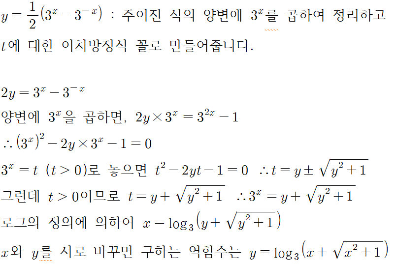  [지수함수/로그함수] 고난도 역함수 구하는 문제