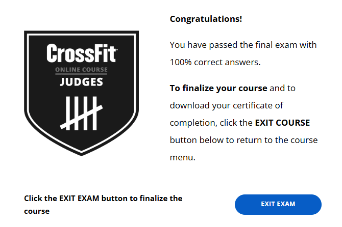 CrossFit Judges Course 수료 화면