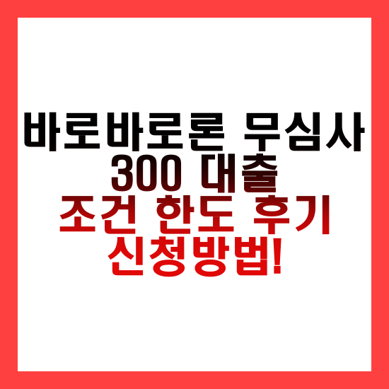 바로바로론 무심사 300 대출 조건 한도 후기 신청방법!