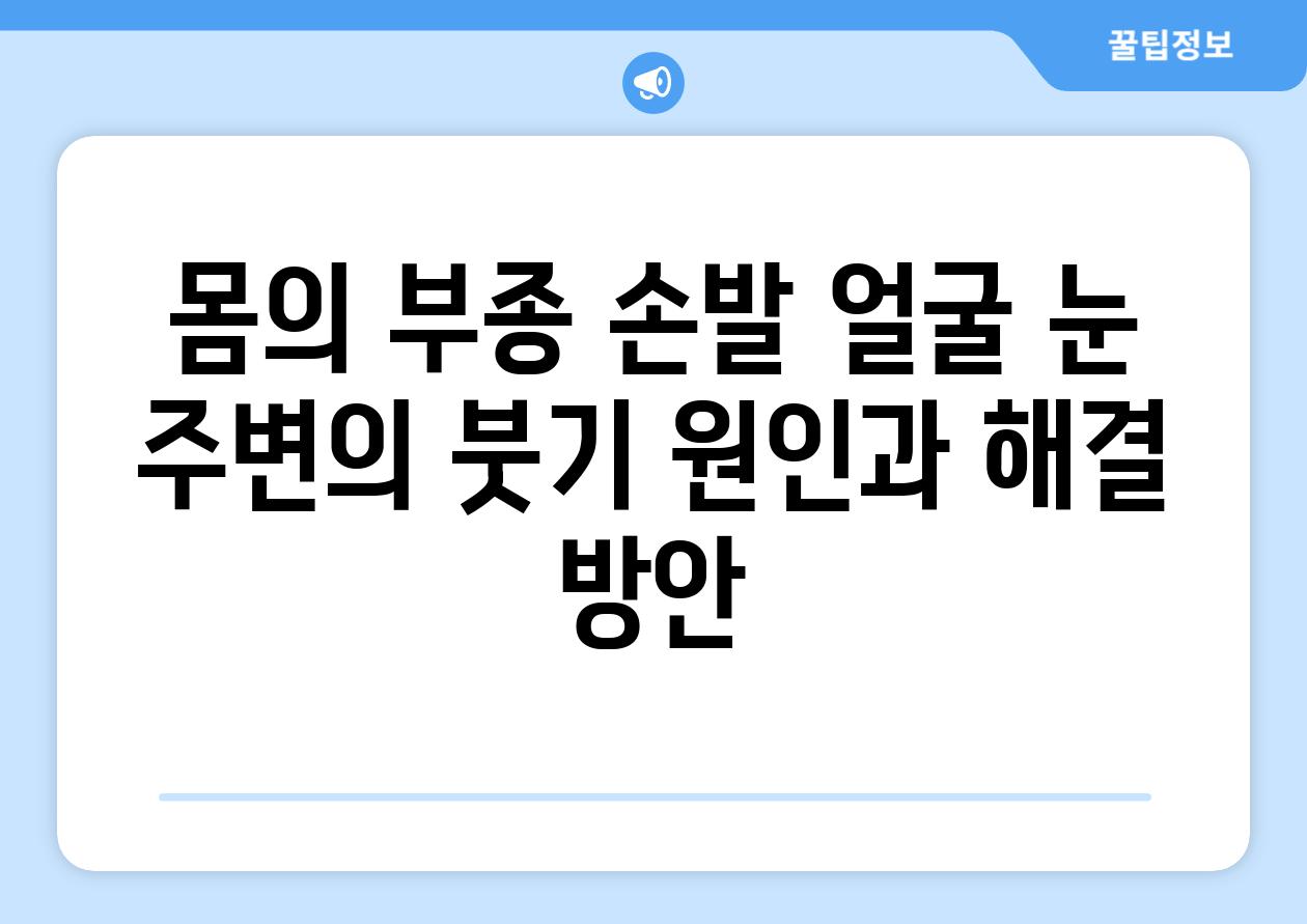 몸의 부종 손발 얼굴 눈 주변의 붓기 원인과 해결 방안