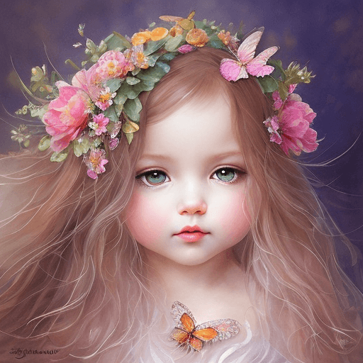 Playground AI로 생성한 그림(3) - 꽃장식을 한 소녀와 나비