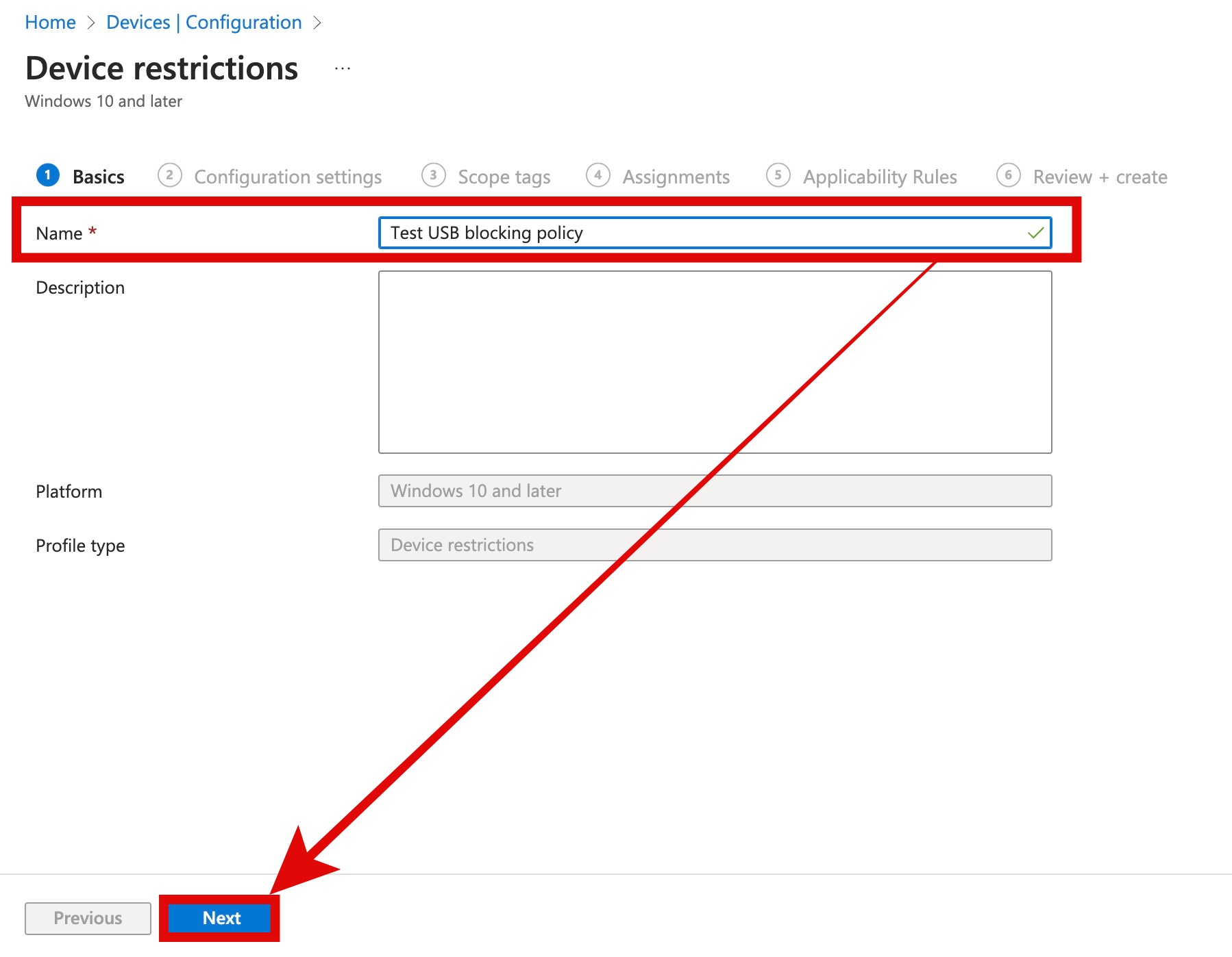 Intune Device restrictions