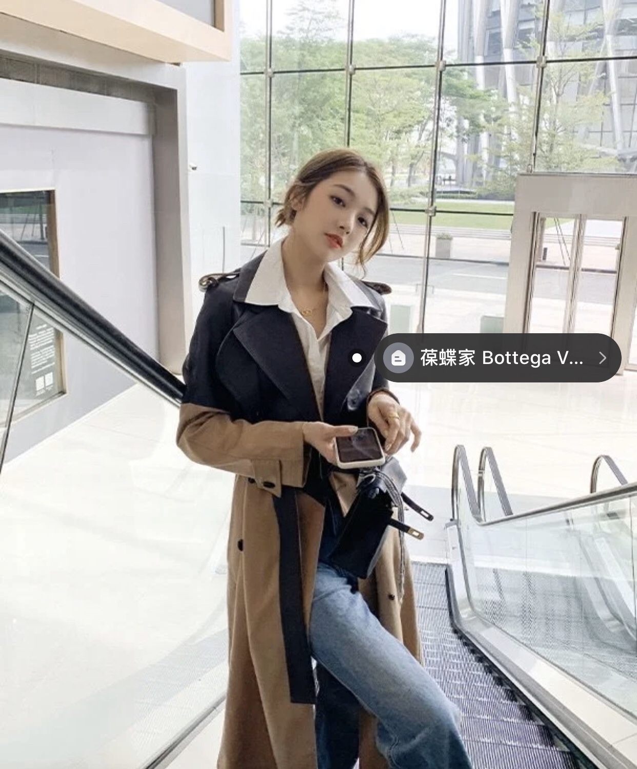  [BOTTEGA VENETA] 보테가베네타 벨트 가죽 울 레더 트렌치 코트 762215