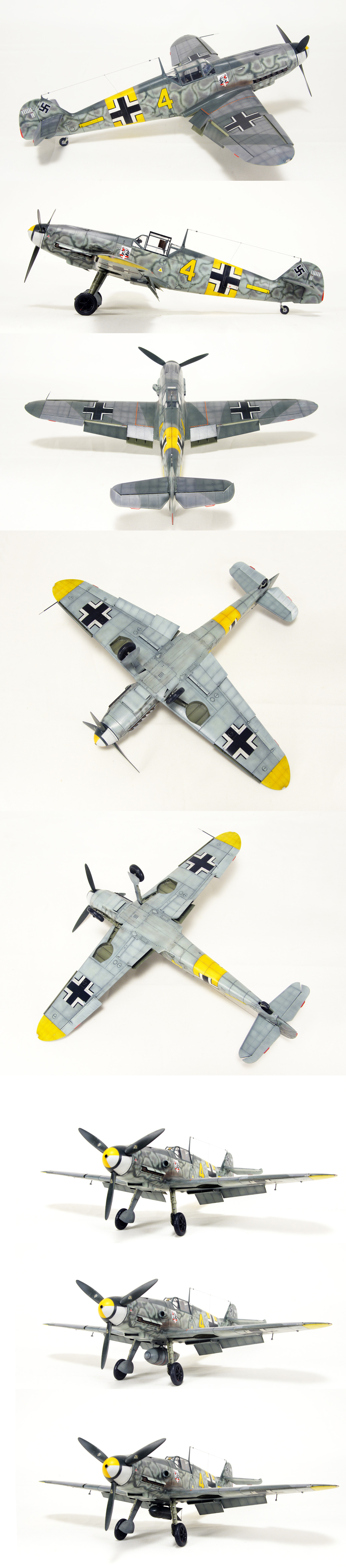 【オファー】完成品 1/48 Bf109 F-2. Yellow 4 . 6 / Jg 54 . (キャノピー開閉可能) 完成品