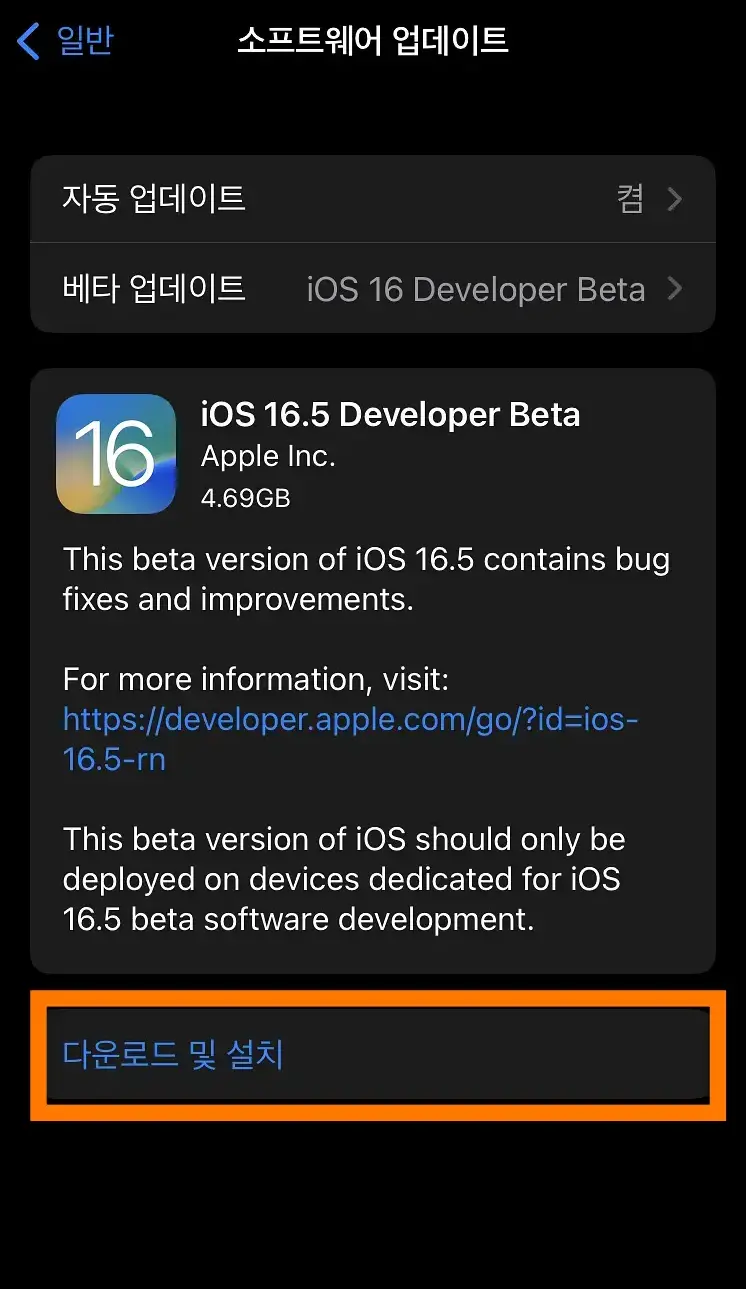 아이폰 소프트웨어 업데이트 iOS16.5 beta1
