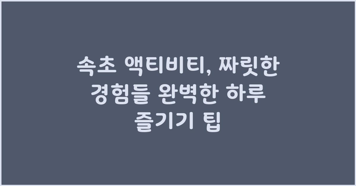 속초 액티비티, 짜릿한 경험들