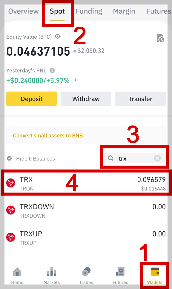 업비트에서 바이낸스로 트론(TRX) 전송하기