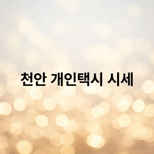 천안 개인택시 시세