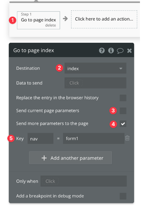 페이지 이동 액션으로 url parameter 전달