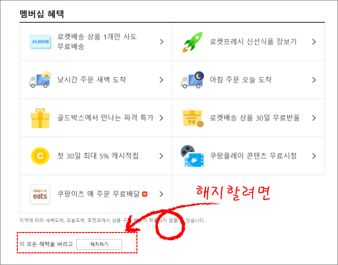 쿠팡-멤버십관리-쿠팡플래이 무료보기혜택그리고 해지
