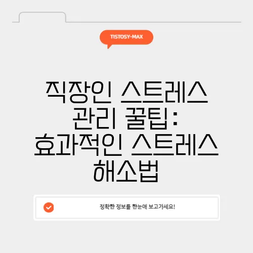 직장인 스트레스 관리 꿀팁: 효과적인 스트레스 해소법