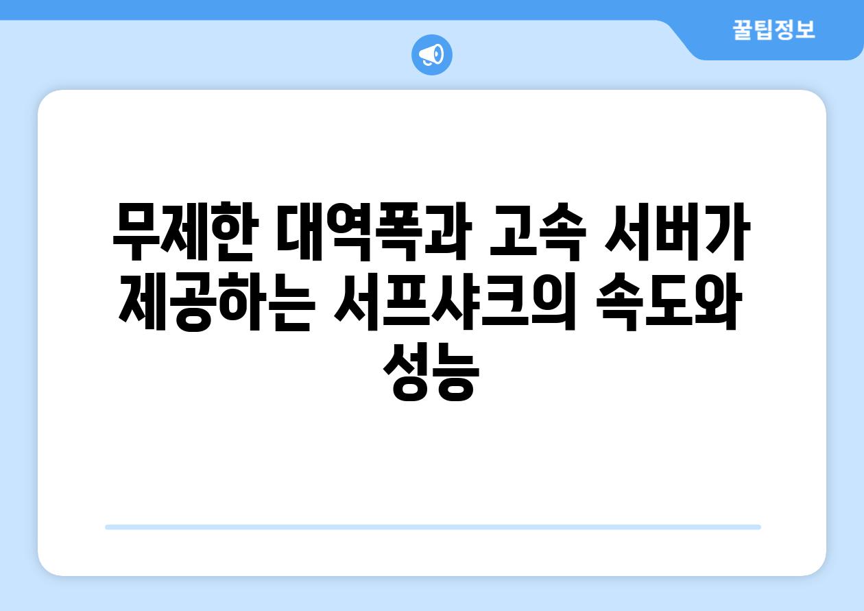 무제한 대역폭과 고속 서버가 제공하는 서프샤크의 속도와 성능