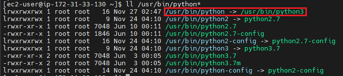 ln -s /usr/bin/python3 /usr/bin/python