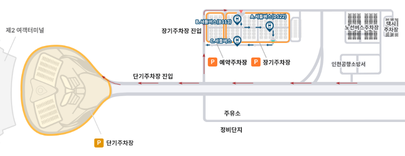 제1 터미널-단기&#44;장기주차장 위치